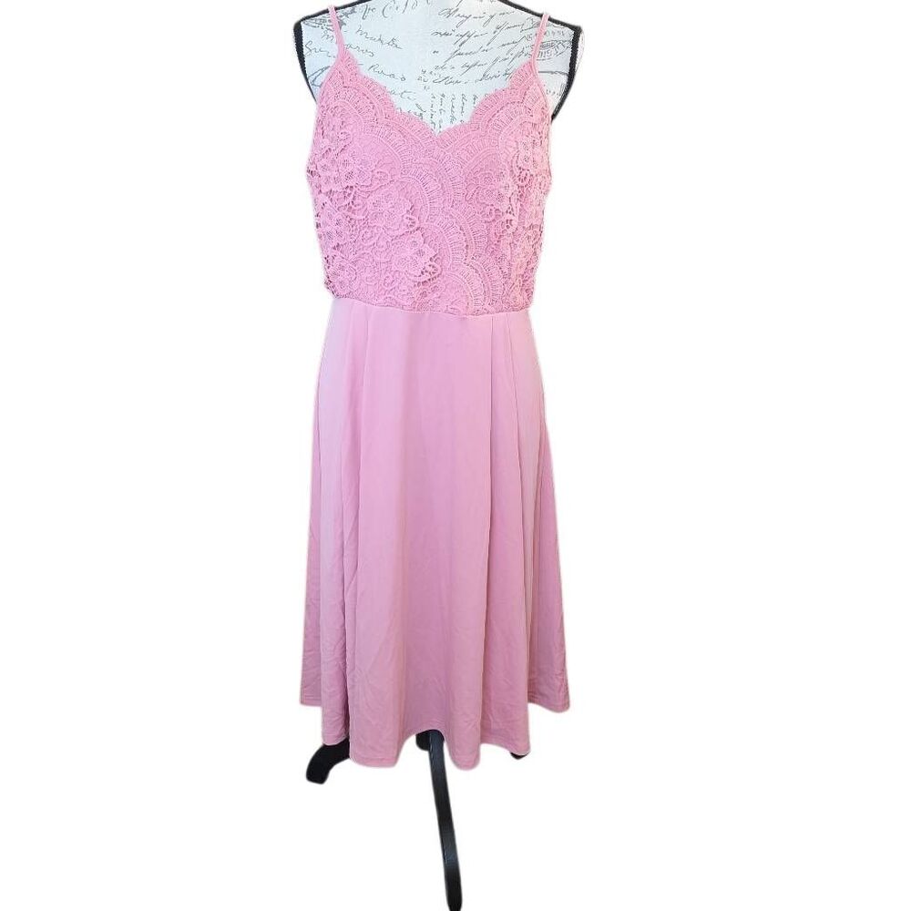Grace Karin Women's Size Large Pink Crochet Lace Bodice Cami Strap Dress